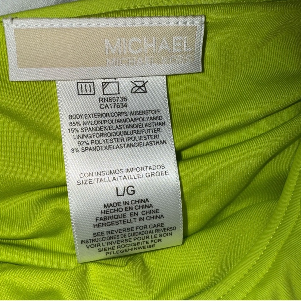 NWT Michael Kors neon Limeade Triangle chains String Bikini Top M Bottom L - Picture 14 of 15